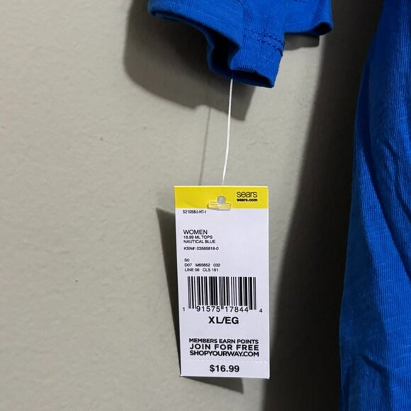 Laura Scott Blue 3/4 Sleeve Tie Front Shirt Top – Size XL NWT - Picture 4 of 5